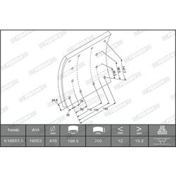 Sada brzd. oblož., Bubn. brzda FERODO K19553.1-F3656 - obr. 1