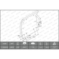 Sada brzd. oblož., Bubn. brzda FERODO K19030.0-F3744