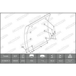 Sada brzd. oblož., Bubn. brzda FERODO K19935.0-F3745