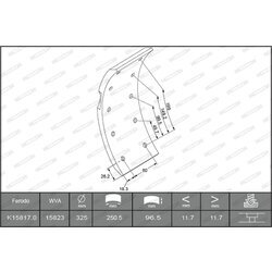 Sada brzd. oblož., Bubn. brzda FERODO K15817.0-F3652 - obr. 2