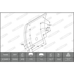 Sada brzd. oblož., Bubn. brzda FERODO K19486.2-F3672