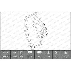 Sada brzd. oblož., Bubn. brzda FERODO K15742.0-F3549