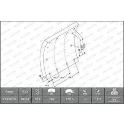 Sada brzd. oblož., Bubn. brzda FERODO K19385.0-F3652