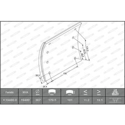 Sada brzd. oblož., Bubn. brzda FERODO K19480.0-F3658 - obr. 1