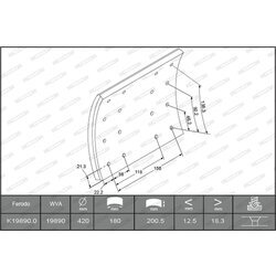 Sada brzd. oblož., Bubn. brzda FERODO K19890.0-F3658 - obr. 1