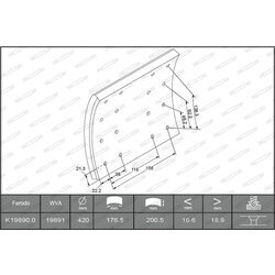Sada brzd. oblož., Bubn. brzda FERODO K19890.0-F3658