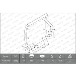 Sada brzd. oblož., Bubn. brzda FERODO K19030.0-F3744 - obr. 1