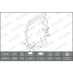 Sada brzd. oblož., Bubn. brzda FERODO K19931.0-F3653
