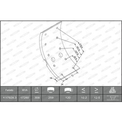 Sada brzd. oblož., Bubn. brzda FERODO K17928.3-F3658