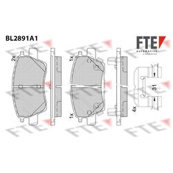 Sada brzdových platničiek kotúčovej brzdy FTE BL2891A1