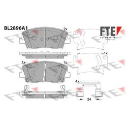 Sada brzdových platničiek kotúčovej brzdy FTE 9011137