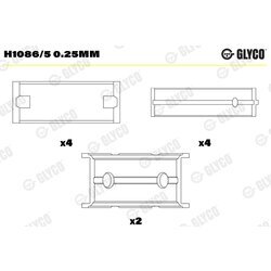 Ložisko kľukového hriadeľa GLYCO H1086/5 0.25mm