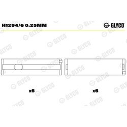 Ložisko kľukového hriadeľa GLYCO H1294/6 0.25mm