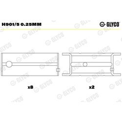 Ložisko kľukového hriadeľa GLYCO H901/5 0.25mm