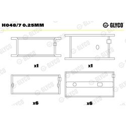 Ložisko kľukového hriadeľa GLYCO H048/7 0.25mm