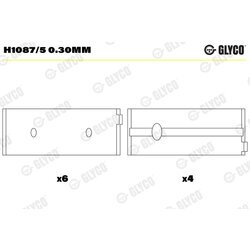 Ložisko kľukového hriadeľa GLYCO H1087/5 0.30mm