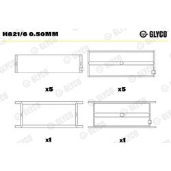 Ložisko kľukového hriadeľa GLYCO H821/6 0.50mm