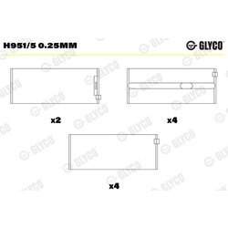 Ložisko kľukového hriadeľa GLYCO H951/5 0.25mm