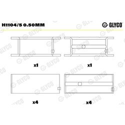 Ložisko kľukového hriadeľa GLYCO H1104/5 0.50mm