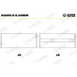 Ložisko kľukového hriadeľa GLYCO H1080/5 0.25mm