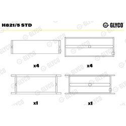 Ložisko kľukového hriadeľa GLYCO H821/5 STD