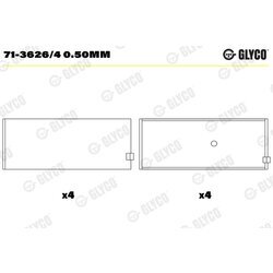 Ojničné ložisko GLYCO 71-3626/4 0.50mm