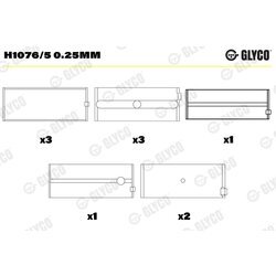 Ložisko kľukového hriadeľa GLYCO H1076/5 0.25mm