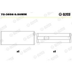 Ložisko kľukového hriadeľa GLYCO 72-3856 0.50mm