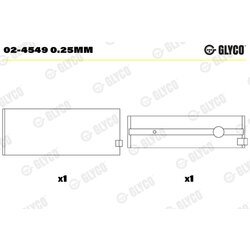 Ložisko kľukového hriadeľa GLYCO 02-4549 0.25mm