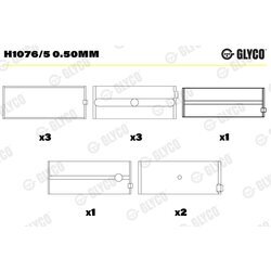 Ložisko kľukového hriadeľa GLYCO H1076/5 0.50mm