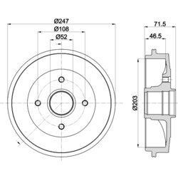 Brzdový bubon HELLA 8DT 355 300-731 - obr. 3