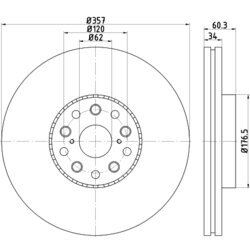 Brzdový kotúč HELLA 8DD 355 116-911 - obr. 3