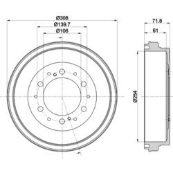 Brzdový bubon HELLA 8DT 355 302-421 - obr. 3