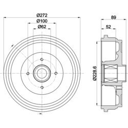 Brzdový bubon HELLA 8DT 355 303-111