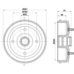 Brzdový bubon HELLA 8DT 355 300-891 - obr. 3