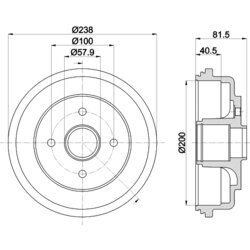 Brzdový bubon HELLA 8DT 355 302-941 - obr. 3