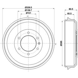 Brzdový bubon HELLA 8DT 355 302-961 - obr. 3