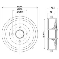 Brzdový bubon HELLA 8DT 355 302-951 - obr. 3