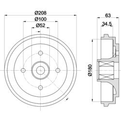 Brzdový bubon HELLA 8DT 355 300-991 - obr. 3