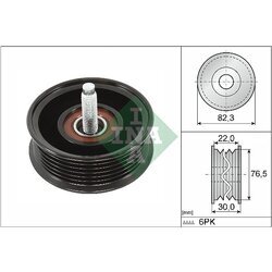Vratná/vodiaca kladka rebrovaného klinového remeňa INA 532 0922 10