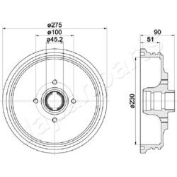 Brzdový bubon JAPANPARTS TA-0908