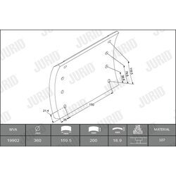 Sada brzd. oblož., Bubn. brzda JURID 1990224040