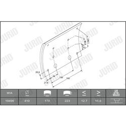 Sada brzd. oblož., Bubn. brzda JURID 1949601070