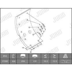 Sada brzd. oblož., Bubn. brzda JURID 1728035380 - obr. 1