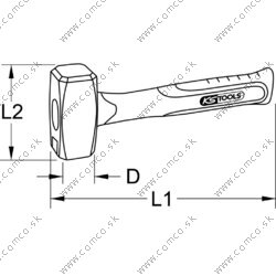 NEREZOVÉ kladivko s rúčkou zo sklolaminátu, 1800g - obr. 1