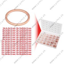 Sortiment medených tesniacich krúžkov, 5-28, 300-dielny