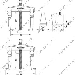 Hydraulický rýchloupínací univerzálny sťahovák, 2-ramenný s predĺženým hákom, 140-640 mm, 425 mm - obr. 1