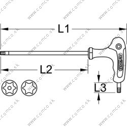 Uhlový čapový kľúč Torx s T-rukoväťou, otvor, TB10 - obr. 5