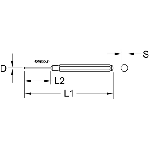Priebojník, 8-hranový, Ø 6mm /KS-Tools/ - obr. 1
