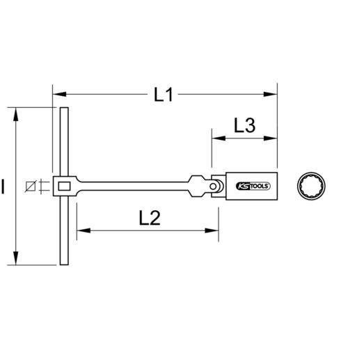 Kľúč na zapaľovacie sviečky s T-rukoväťou, 14mm /KS-Tools/ - obr. 12
